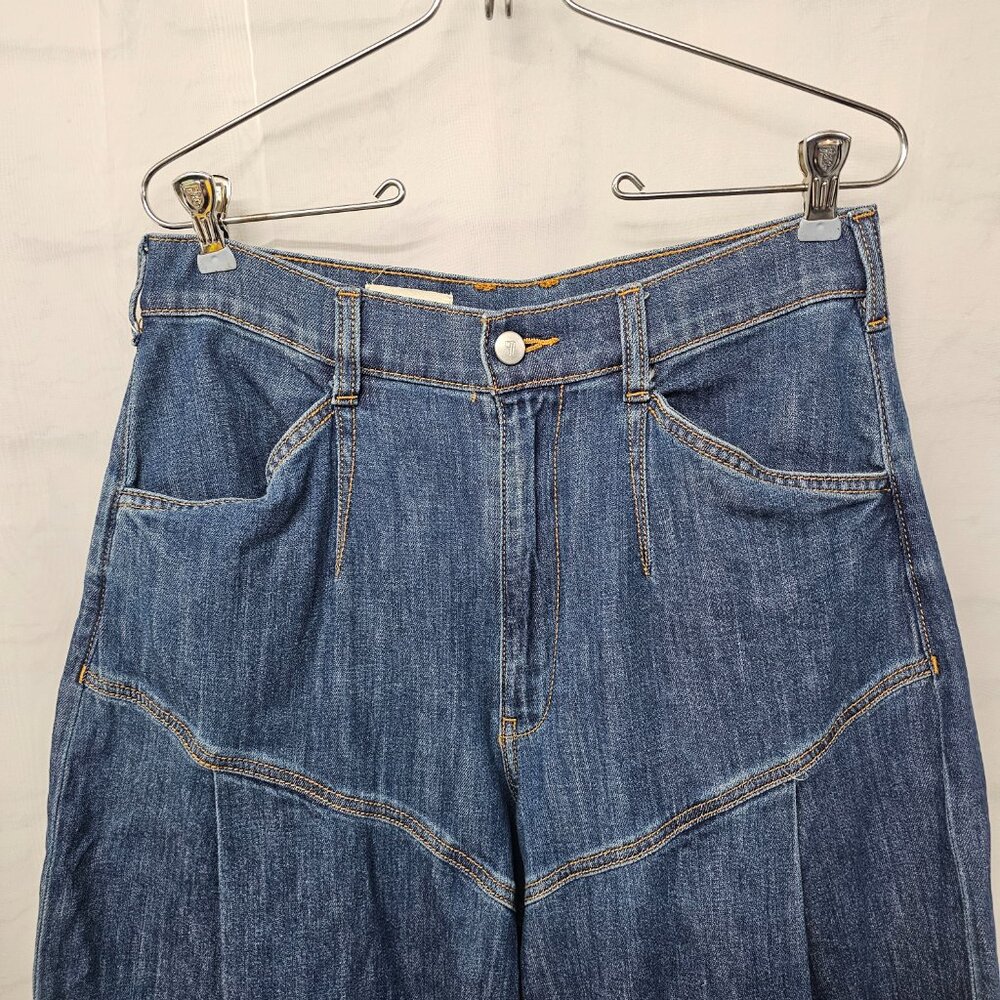 Anthropologie Pilcro Jeans Wide Leg Trouser Blue Denim High Rise 30T - Picture 3 of 11